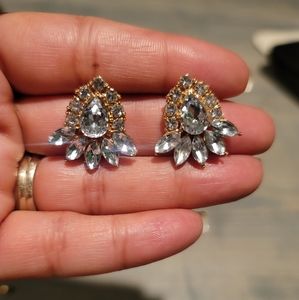 New Gold tone jeweled bling earrings